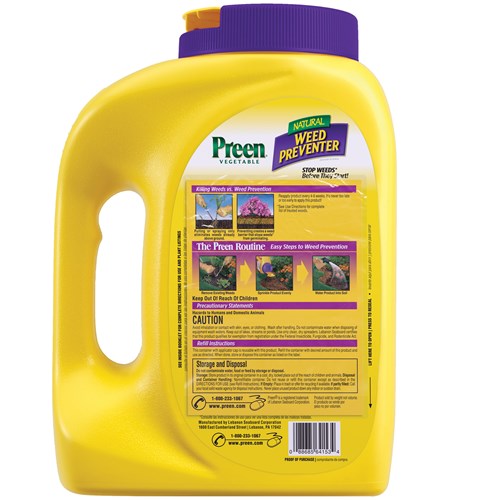 Preen Natural Vegetable Garden Weed Preventer bottle back