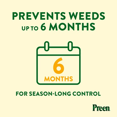 Preen Extended Control Weed Preventer prevents weeds up to 6 months per application
